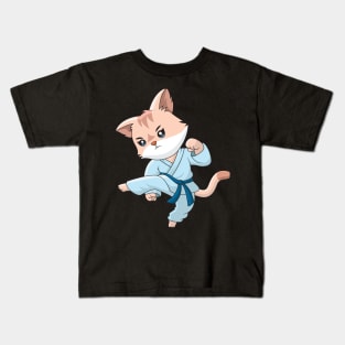 Taekwondo cute cat Kids T-Shirt